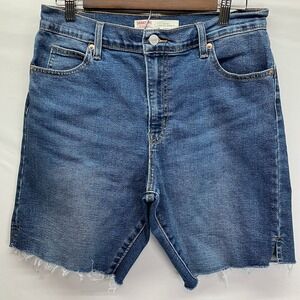 Levis Womens Blue Signature Heritage High Rise Bermuda Cut Off Jean Shorts Sz 8